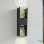 Lucande LED zunanje stensko svetilo Lavrin, črna/mramor, aluminij - Sodobni - črna, siva marmorirana