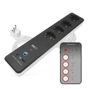 GoSmart podaljšek 2 m/4 vtičnice/s stikalom/USB/belo-črni/PVC/1,5 mm2