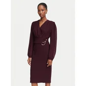 Rinascimento Cocktail obleka CFC0130446003 Bordo rdeča Slim Fit