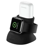 USAMS USAMS SILIKONSKO 2V1 POLNILO STOJALO ZA APPLE WATCH AIRPODS ČRNO, (21980267)