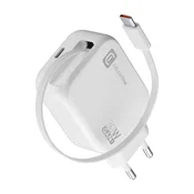 CellularLine Hišni polnilec navijalni GAN USB-C 30W, bel, (5000091237)