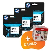 HP - Komplet kartuš HP F6U66AE nr.302 (črna), original, 3 kosi + DARILO GRATIS