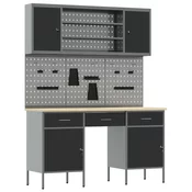 vidaXL vidaXL 7-delni Set Delovnih Miz v Črnem Jeklu, (22047507)