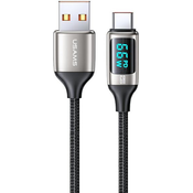 USAMS USAMS BRIDED KABEL USB-C 6A HITRO POLNJENJE 1,2M LED ČRN, (22057745)