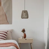 PR Home viseča svetilka Saigon, videz ratana, siva, O 18 cm - Dnevna soba/jedilnica - Plastika