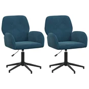 vidaXL vidaXL Vrteči pisarniški stoli 2 kos 54 x 55 x 90 cm Modra Žamet, (5000302263)