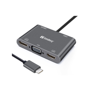 SANDBERG Adapter USB-C - 2xHDMI/VGA/USB 3.0/USB C PD 136-35