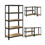 Blow Rack kovinski regal, 5 polic, modularna oblika, MDF plošče, galvanizirano jeklo, črn, 180x90x40cm