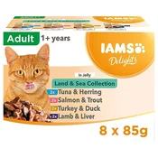 IAMS IAMS DELIGHTS Zbirka kopna in morja v omaki box - mokra hrana za mačke - 8x85g