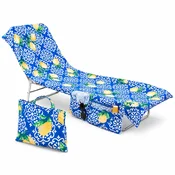 HOME & MARKER Hitro sušeča ležalna brisača s prevleko za ležalnik, žepi in prenosno torbo | POCKTOW