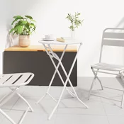 vidaXL Zložljiva vrtna miza Bela O50x72 cm Jeklo