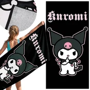 HELLO KITTY Kuromi Črna, HITROSUŠEČA brisača za plažo, kopalna, 100% BOMBAŽ 70x140 cm OEKO-TEX