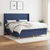 Greatstore Box spring postelja z vzmetnico modra 160x200 cm blago