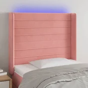 Vidaxl vidaXL Vzglavje postelje z LED svetlo roza 83x16x118/128 cm žamet