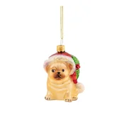 Steklen okrasek za jelko 6 cm Festive Pug – Sass & Belle