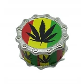 shumee Kovinski mlinček za tobak v reggae slogu, 3-delni, 4,5 cm, list marihuane
