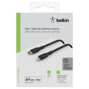 Belkin Lightning/USB-C Kabel 1m ummantelt, mfi zert., schwarz