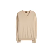 GOBI Cashmere Pulover Mens Essential Cashmere V-Neck Sweater bež