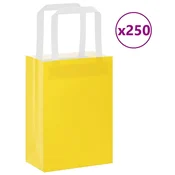 Vidaxl Papirnate vrečke 250 kosov z ročaji rumena 15x8x21 cm