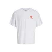 JACK & JONES Majica JORVACATION neonsko crvena / bijela