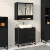 vidaXL Komplet pohištva za kopalnico 2 pcs Črni hrast 65 x 33 x 60 cm