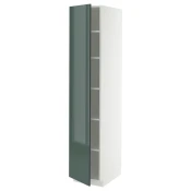 METOD Visoki element s policama, bela/Kallarp tamna sivozelena visokog sjaja, 40x60x200 cm