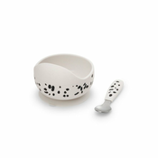 ELODIE DETAILS Silikonski set za jelo sa tanjirom Dalmatian Dots, Belo - crni