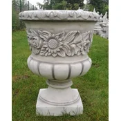 Casa Padrino baroque garden decorative flower pot gray A� 48 x H. 62 cm - Round baroque style plant pot - Baroque garden decoration - Baroque terrace decoration - Baroque decoration accessories
