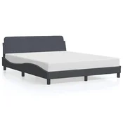 Vidaxl Posteljni okvir Dover temno siv 160x200 cm žamet