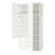 PLATSA Garderober s 4 vrata i 3 fioke, bela/Fonnes bela, 120x57x241 cm