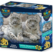 PRIME 3D Puzzle Živalski planet: Ogrožene vrste - Snežni leopardi 3D 100 kosov