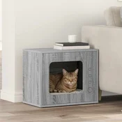 vidaXL Mačja hiša Siva Sonoma 51 x 30 x 42 cm Konstruiran les