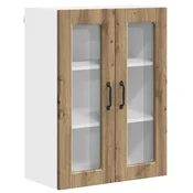 Vidaxl Stenski stekleni omarica PORTO Umetni hrast 60 x 31 x 80 cm