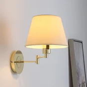 Lindby stenska svetilka Pola, 30 cm, medenina, izvlečna, tekstil - Dnevna soba/jedilnica - Sodobni - polirani medenina, krem - Tkanine/tekstil