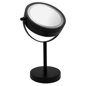 DAISY stoječe kozmetično ogledalo LED, dia. 150 mm, dvostransko, črno - Črna - 180x300x120 mm - Ridder - 24 - Jeklo - Kozmetično ogledalo - Krožni - 180 - 300 - 120 - 0.75 - 14