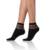 Bellinda TRENDY COTTON SOCKS - Womens Socks with Decorative Hem - Black