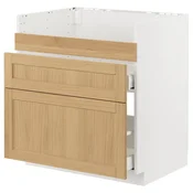 METOD / MAXIMERA Pod.el.BREDSJÖN sudop/3front/2fiok, bela/Forsbacka hrastovina, 80x60 cm