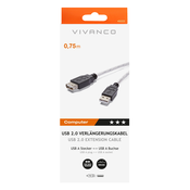 VIVANCO USB 2.0 produžni kabel 0,75m CE VIVANCO 45222 U5 08 kompatibilan, Tip A utikac/uticnica