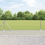 Vanjski Euro Ograda s Betonskom Podlogom 50 x 0,4 m Srebrna