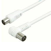 Schwaiger Prikljucni kabel za antenu (10 m, Bijele boje, 75 dB, IEC utikac na IEC kutnu uticnicu)