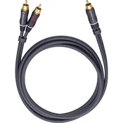 Oehlbach Cinch avdio Y-Kabel [2x Cinch vtič - 1x Cinch vtič] 3 m antracitne barve, pozlačeni vtični kontakti Oehlbach