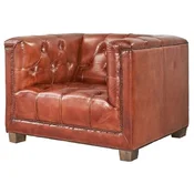 Casa Padrino luxury Chesterfield genuine leather armchair brown 110 cm - Genuine leather furniture