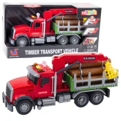 slomart LEAN TOYS Tovornjak z dvigalom za les, luči, zvoki