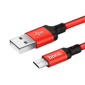 Hoco podatkovni kabel X14 Micro USB na USB 2m 2,1A rdeč pleten
