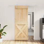 vidaXL Drsna vrata Naravna in bela 80 x 210 cm Masiven borov les