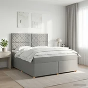 vidaXL Postelja boxspring z vzmetnico Svetlo siva 140 x 200 cm Blago
