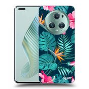 Silikonski črni ovitek za Honor Magic5 Pro - Pink Monstera