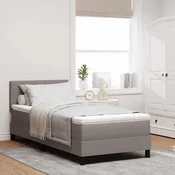 vidaXL Postelja z vzmetnico z LED trakami Taupe 90 x 190 cm blago