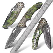 Lovski zložljivi nož Damascus MASTERPIECE Chitose - Green KP31649