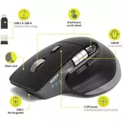 Port miš ULTIMATEMAC BT+WL, punjivi, crni, 910203